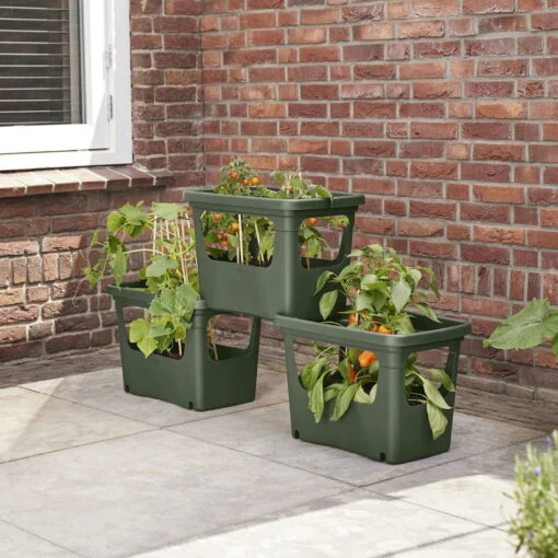 Stack & Grow, Grün, Volumen 15 Liter, Ca. 51 X 35 X 36 Cm -Doppler Verkäufe 0910850525 Stack Grow leaf green2 107203