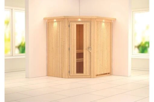 KARIBU Systemsauna Taurin, Fichtenholz 68mm, Eckeinstieg, Ca. 2,3m² -Doppler Verkäufe 1 18407 5.jpg