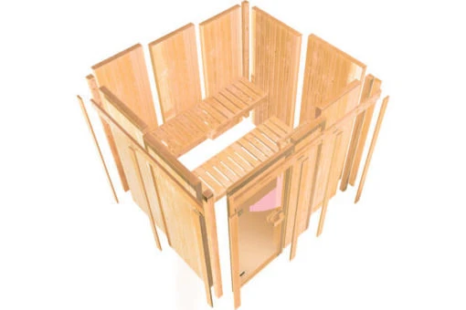 KARIBU Sodin Sauna , Naturbelassen, Fichte, 210x184x202 Cm, Fronteinstieg, Bronzierte Tür U. Kranz, Ofen 4,5 KW Ext. Strg. Easy -Doppler Verkäufe 30678 2 09.jpg