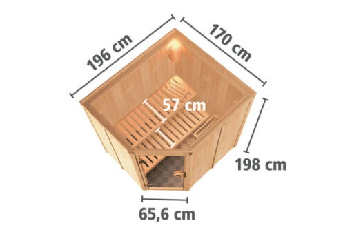 KARIBU Siirin Sauna , Naturbelassen, Fichte, 196x170x198 Cm, Eckeinstieg, Bronzierte Tür, MitOfen 4,5 KW Ext. Strg. Easy -Doppler Verkäufe 30685 2 05.jpg