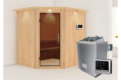 KARIBU Siirin Sauna , Naturbelassen, Fichte, 210x184x202 Cm, Eckeinstieg, Graphitfarbene Tür U.Kranz, Ofen 4,5 KW Ext. Strg. Easy -Doppler Verkäufe 30688 2 02.jpg