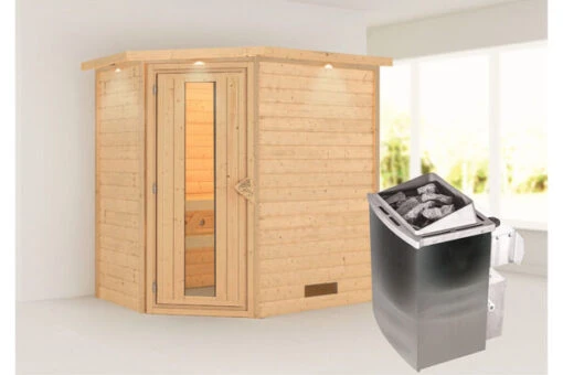 KARIBU Svea Sauna , Naturbelassen, Fichte, 224x160x202 Cm, Energiespartür U. Kranz,Ofen 4,5 KW Integr. Strg. -Doppler Verkäufe 30734 1 01.jpg