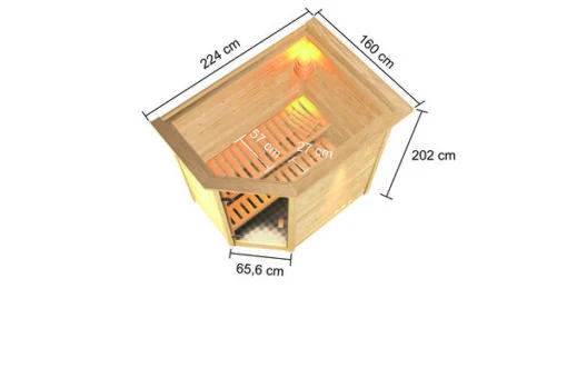 KARIBU Svea Sauna , Naturbelassen, Fichte, 224x160x202 Cm, BronzierteTür U. Kranz, Ofen 4,5 KW Bio Ext. Strg. -Doppler Verkäufe 30736 3 05.jpg