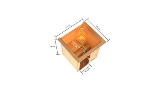 KARIBU Sandra Sauna , Naturbelassen, Fichte, 173x159x191 Cm, Kranz SET, Ofen 4,5 KW Ext. Strg. Easy -Doppler Verkäufe 30758 2 05.jpg