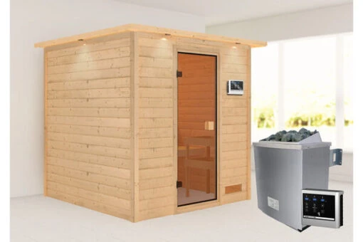 KARIBU Jara Sauna , Naturbelassen, Fichte, 223x209x191 Cm, Kranz SET, Ofen 4,5 KW Ext. Strg. Easy -Doppler Verkäufe 30770 2 01.jpg