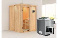 KARIBU Norin Sauna, Naturbelassen, Fichte, 165 X 165 X 202 Cm, Fronteinstieg, Mit Bronzierter Tür Und Kranz, SET Mit Ofen 4,5 KW Bio Ext. Strg. -Doppler Verkäufe 30908 6 02.jpg