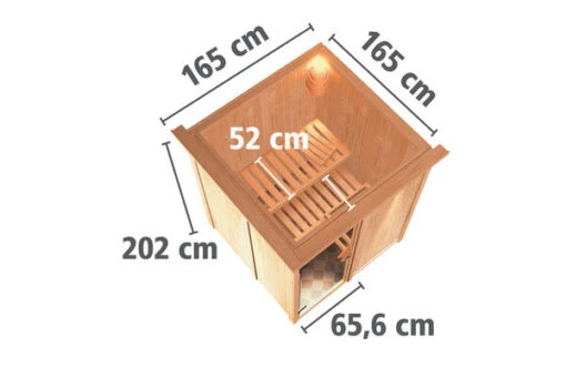 KARIBU Norin Sauna, Naturbelassen, Fichte, 165 X 165 X 202 Cm, Fronteinstieg, Mit Bronzierter Tür Und Kranz, SET Mit Ofen 4,5 KW Bio Ext. Strg. -Doppler Verkäufe 30908 6 05.jpg