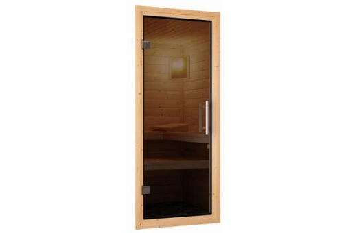 KARIBU Larin Sauna, Naturbelassen, Fichte, 151 X 151 X 198 Cm, Eckeinstieg,mit Graphitfarbener Tür, SET Mit Ofen 4,5 KW Ext. Strg. Easy -Doppler Verkäufe 30913 2 02.jpg