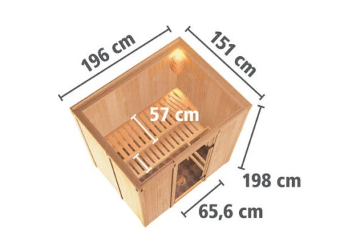 KARIBU Bodin Sauna, Naturbelassen, Fichte, 196 X 151 X 198 Cm, Fronteinstieg,mit Graphitfarbener Tür SETmit Ofen 4,5 KW Integr. Str. -Doppler Verkäufe 30926 1 05.jpg