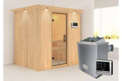 KARIBU Bodin Sauna, Naturbelassen, Fichte, 210 X 165 X 202 Cm, Fronteinstieg,mit Klarglastür SETmit Ofen 4,5 KW Ext. Strg. Easy -Doppler Verkäufe 30927 5 02.jpg