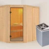 KARIBU Carin Sauna, Naturbelassen, Fichte, 196 X 151 X 198 Cm, Eckeinstieg,mit Bronzierter Tür SETmit Ofen 4,5 KW Integr. Str. -Doppler Verkäufe 30929 1 01.jpg