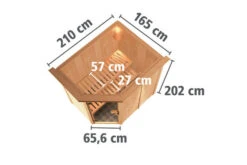 KARIBU Carin Sauna, Naturbelassen, Fichte, 210 X 165 X 202 Cm, Eckeinstieg,mit Graphitfarbener Tür Und Kranz SETmit Ofen 4,5 KW Bio Ext. Strg. -Doppler Verkäufe 30930 6 05.jpg