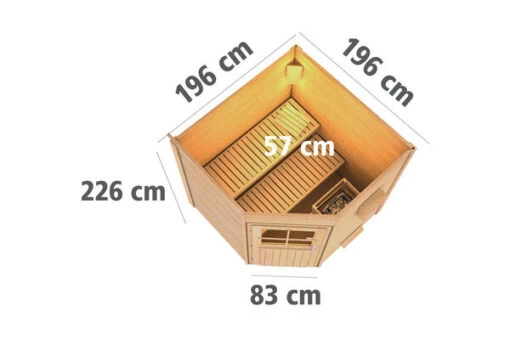 KARIBU Pekka Saunahaus, Terragrau, Fichte, 196 X 196 X 190 Cm, Eckeinstieg, Mit Moderner Tür -Doppler Verkäufe 30938 1 05.jpg