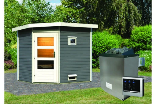 KARIBU Mikka Saunahaus, Terragrau, Fichte, 231 X 196 X 190 Cm, Eckeinstieg, Mit Moderner Tür SET Mit Ofen 9 KW Ext. Strg. -Doppler Verkäufe 30939 2 02.jpg