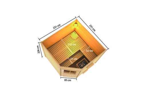 KARIBU Heikki Saunahaus, Terragrau, Fichte, 231 X 231 X 190 Cm, Eckeinstieg, Mit Moderner Tür -Doppler Verkäufe 30940 1 05.jpg