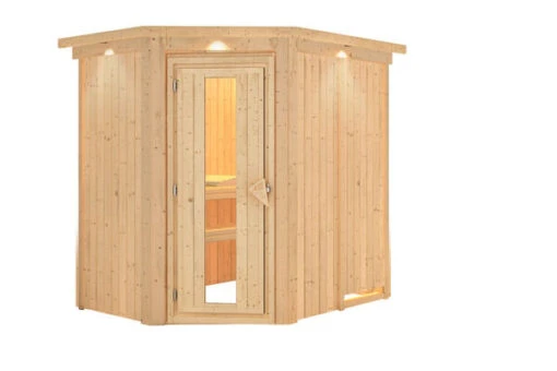 KARIBU Caspin Energiespar-Sauna, Naturbelassen, Fichte, 210x165x202 Cm, Mit Kranz Und Eckeinstieg -Doppler Verkäufe 31391 1 03.jpg