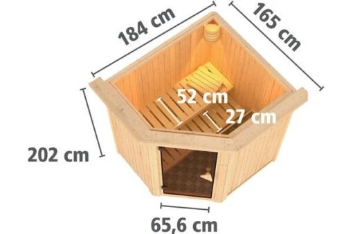 KARIBU Systemsauna Taurin, Fichtenholz 68mm, Eckeinstieg, Ca. 2,3m² -Doppler Verkäufe 3 18407 5.jpg