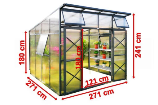 OUTFLEXX Gewächshaus, Anthrazit, Alu/Polycarbonat, 271x271x241/180cm, 4 Fenster, 10 Mm Wandstärke -Doppler Verkäufe 5 18177.jpg